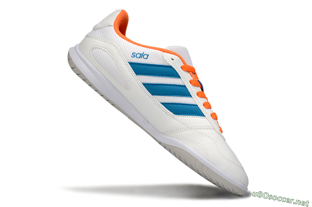 Men's Adidas Top Sala IC Football Shoes - White/Sky Blue/Orange Blaze 4