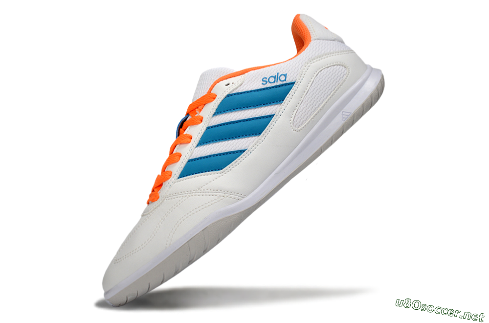 Men's Adidas Top Sala IC Football Shoes - White/Sky Blue/Orange Blaze 5