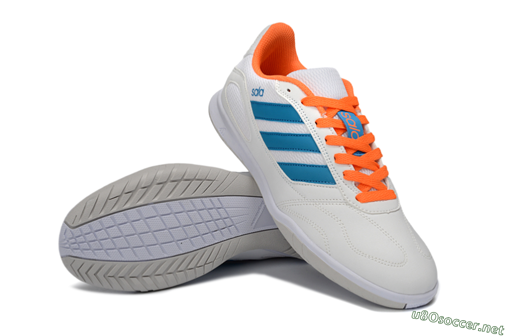 Men's Adidas Top Sala IC Football Shoes - White/Sky Blue/Orange Blaze 3