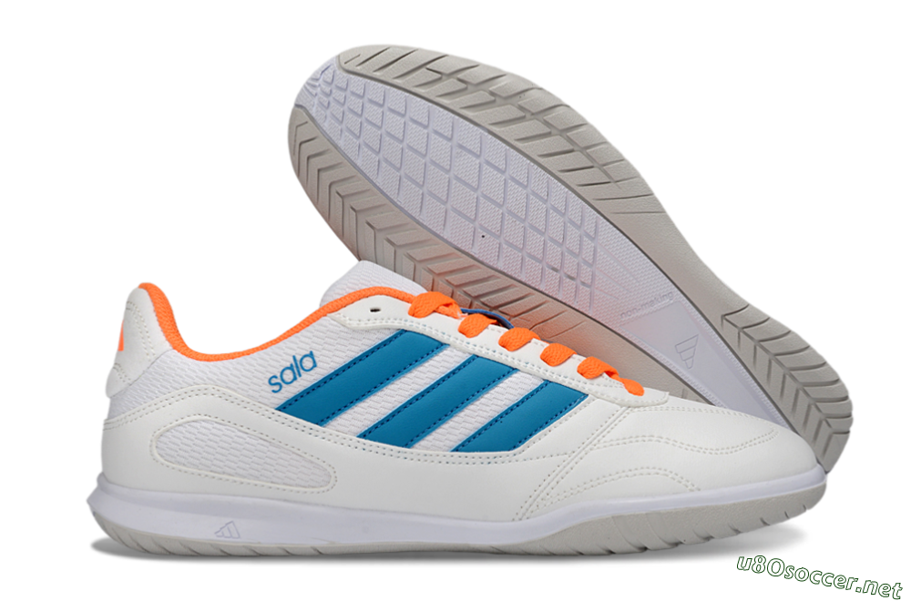 Men's Adidas Top Sala IC Football Shoes - White/Sky Blue/Orange Blaze 2