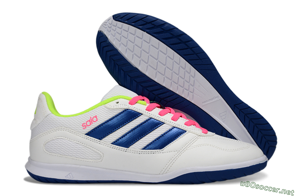 Men's Adidas Top Sala IC Football Shoes - White/Navy Blue/Pink 2