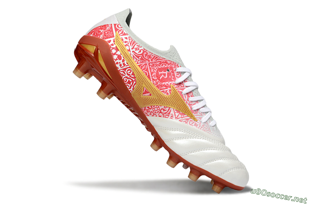 Men's Mizuno Morelia Neo 4 FG Football Boots - White/Scarlet Red/Copper Brown 4