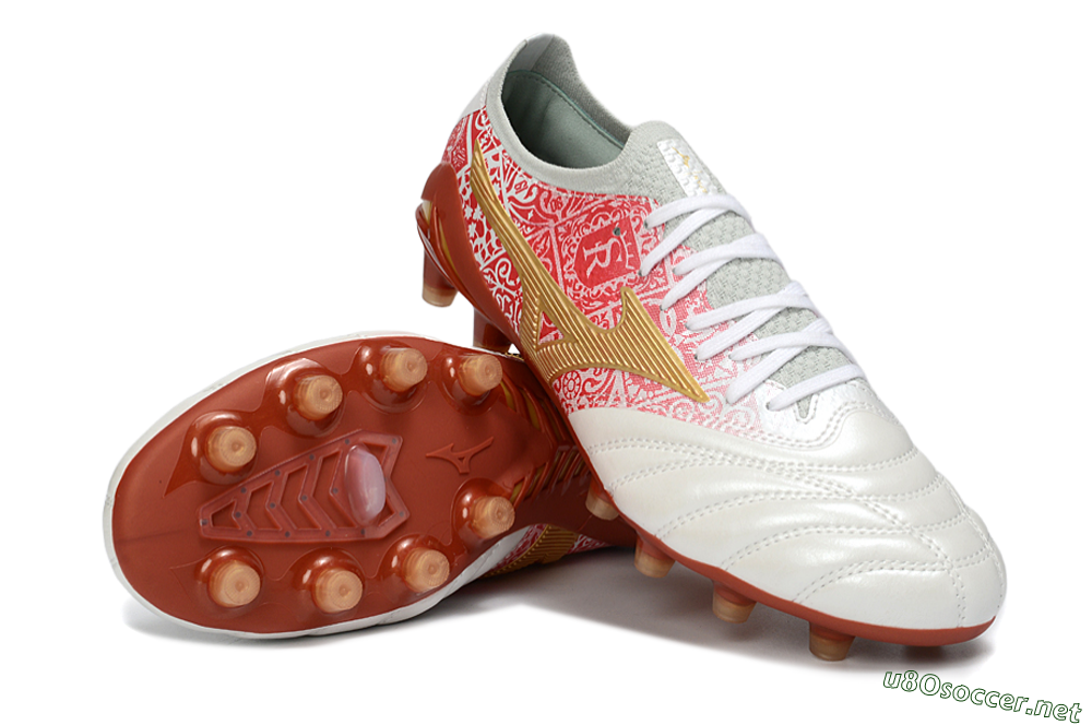 Men's Mizuno Morelia Neo 4 FG Football Boots - White/Scarlet Red/Copper Brown 3