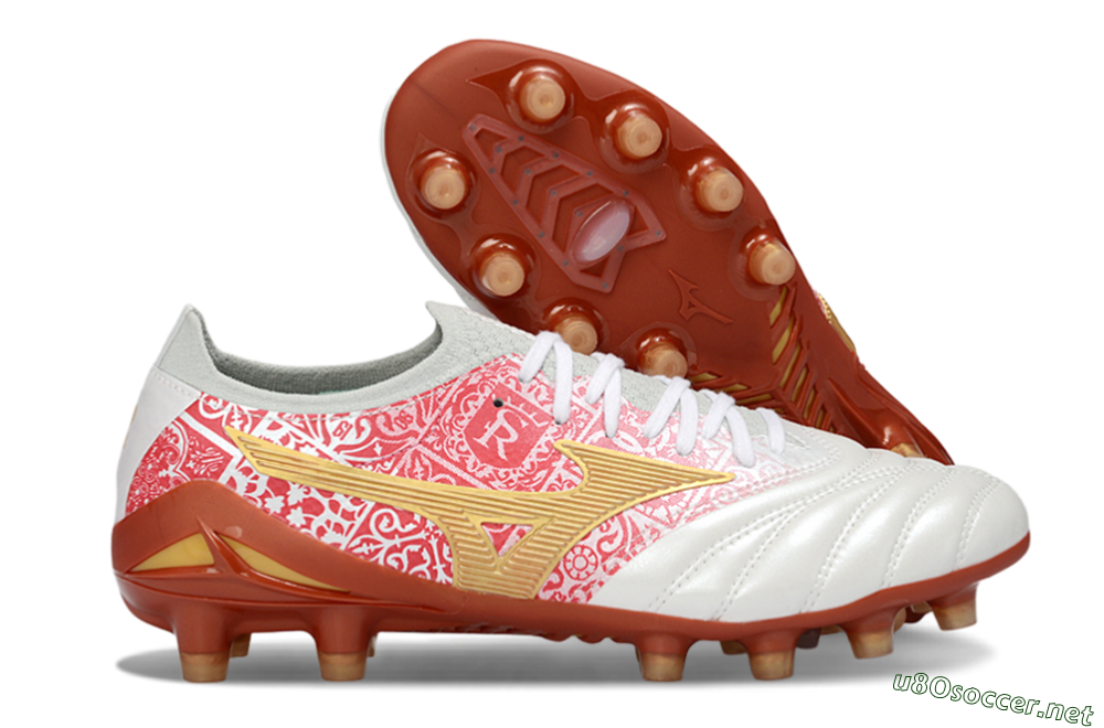 Men's Mizuno Morelia Neo 4 FG Football Boots - White/Scarlet Red/Copper Brown 2