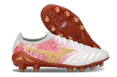 Men's Mizuno Morelia Neo 4 FG Football Boots - White/Scarlet Red/Copper Brown