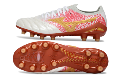 Men's Mizuno Morelia Neo 4 FG Football Boots - White/Scarlet Red/Copper Brown
