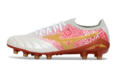 Men's Mizuno Morelia Neo 4 FG Football Boots - White/Scarlet Red/Copper Brown