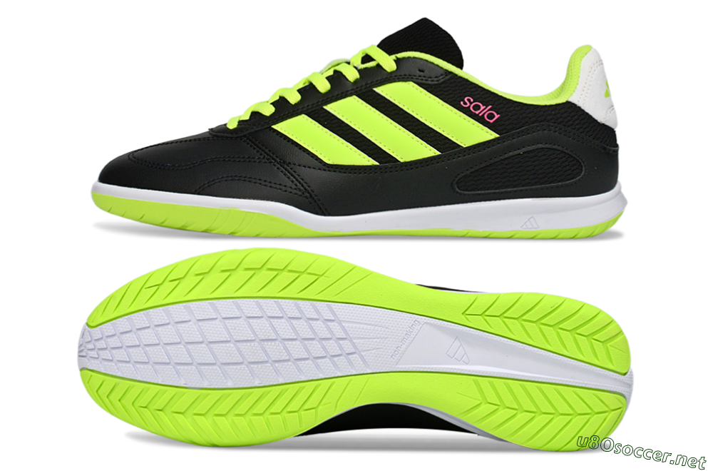 Men's Adidas Top Sala IC Football Shoes - Black/Electric Green/White 1