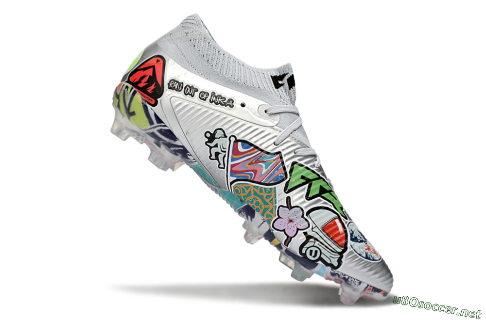 Men's Puma Future 8 Ultimate FG Football Boots - Silver/Vibrant Graffiti/Multi-Color Design 4