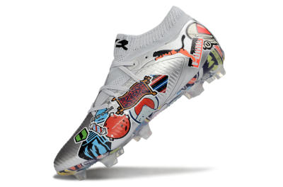 Men's Puma Future 8 Ultimate FG Football Boots - Silver/Vibrant Graffiti/Multi-Color Design