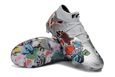 Men's Puma Future 8 Ultimate FG Football Boots - Silver/Vibrant Graffiti/Multi-Color Design
