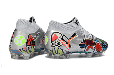 Men's Puma Future 8 Ultimate FG Football Boots - Silver/Vibrant Graffiti/Multi-Color Design