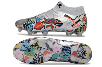 Men's Puma Future 8 Ultimate FG Football Boots - Silver/Vibrant Graffiti/Multi-Color Design