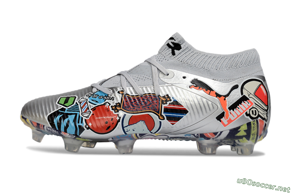 Men's Puma Future 8 Ultimate FG Football Boots - Silver/Vibrant Graffiti/Multi-Color Design 0