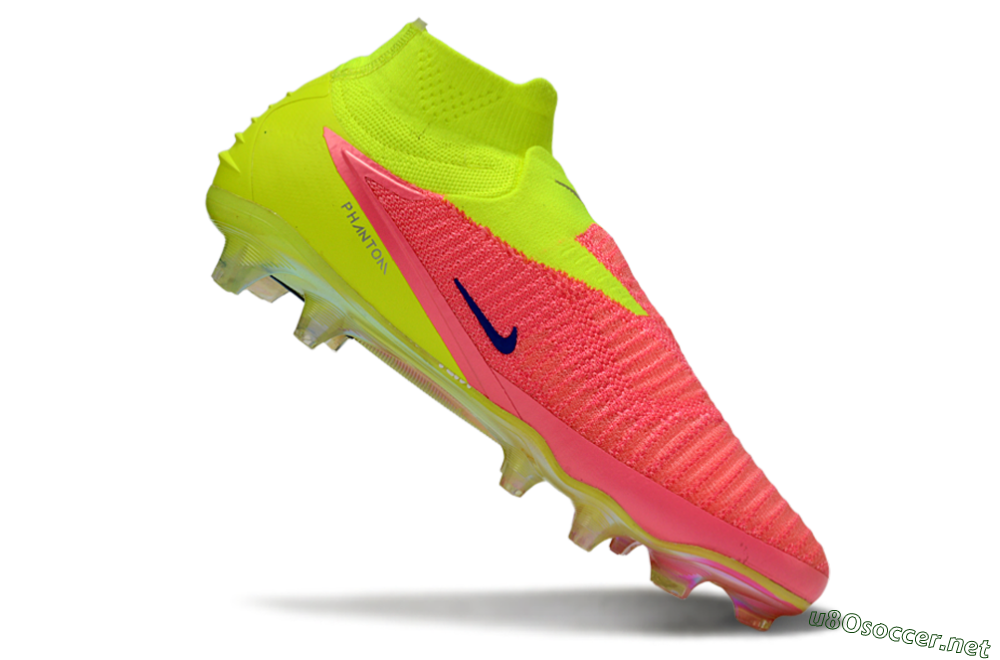 Unisex Nike Phantom 6 High Elite FG Football Boots - Pink/Neon Green/Blue 4