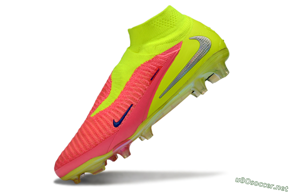 Unisex Nike Phantom 6 High Elite FG Football Boots - Pink/Neon Green/Blue 5