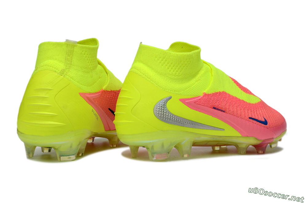 Unisex Nike Phantom 6 High Elite FG Football Boots - Pink/Neon Green/Blue 6