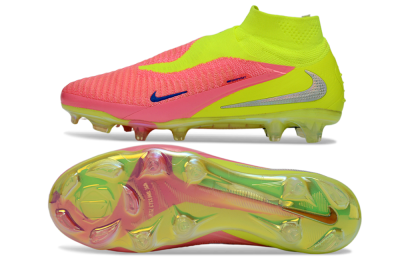 Unisex Nike Phantom 6 High Elite FG Football Boots - Pink/Neon Green/Blue