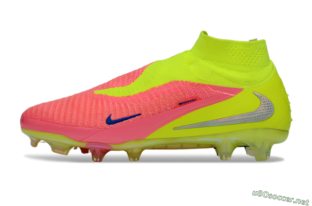 Unisex Nike Phantom 6 High Elite FG Football Boots - Pink/Neon Green/Blue 0