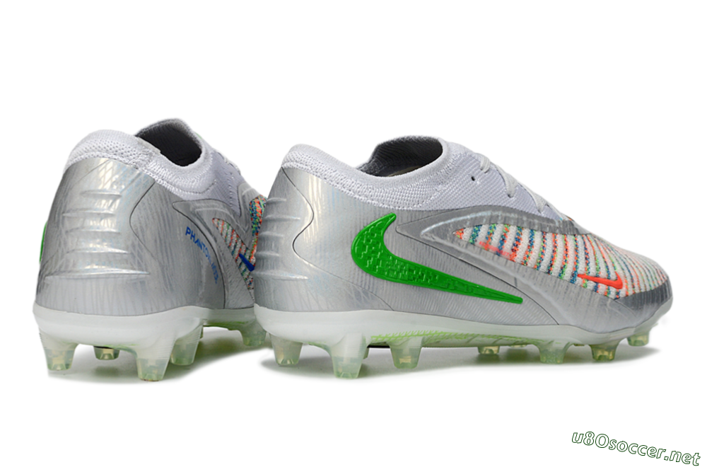 Men's Nike Phantom 6 Low Elite AG Football Boots - Silver/Neon Green/Coral Pink 6