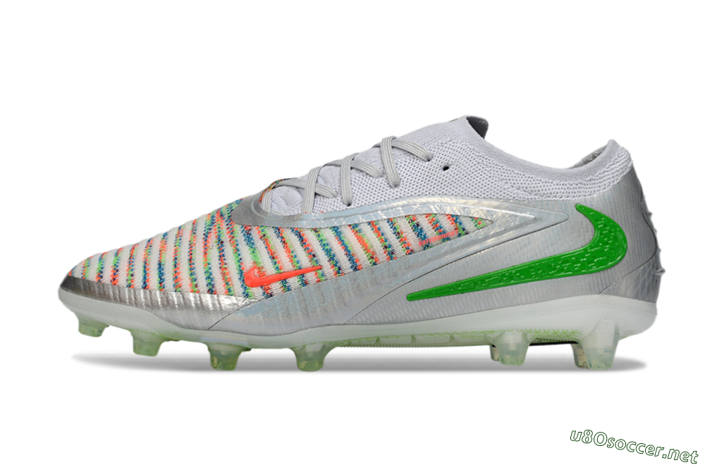 Men's Nike Phantom 6 Low Elite AG Football Boots - Silver/Neon Green/Coral Pink 0
