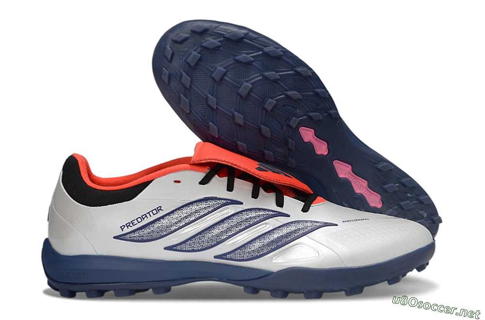 Men's Adidas Predator Elite Fold-Over Tongue TF Football Shoes - White/Navy Blue/Neon Orange 2