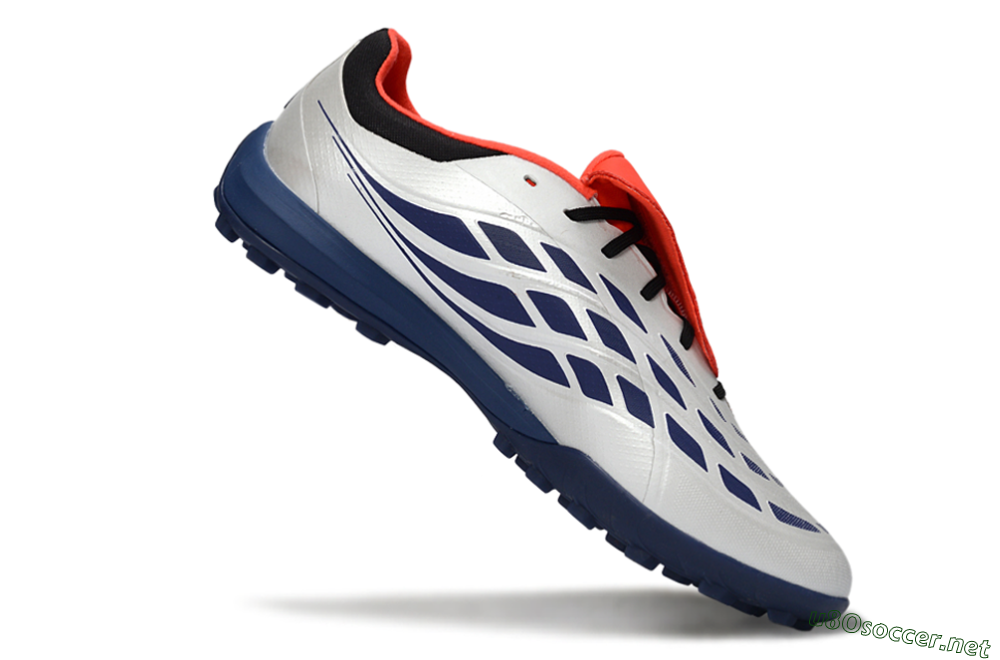 Men's Adidas Predator Elite Fold-Over Tongue TF Football Shoes - White/Navy Blue/Neon Orange 4