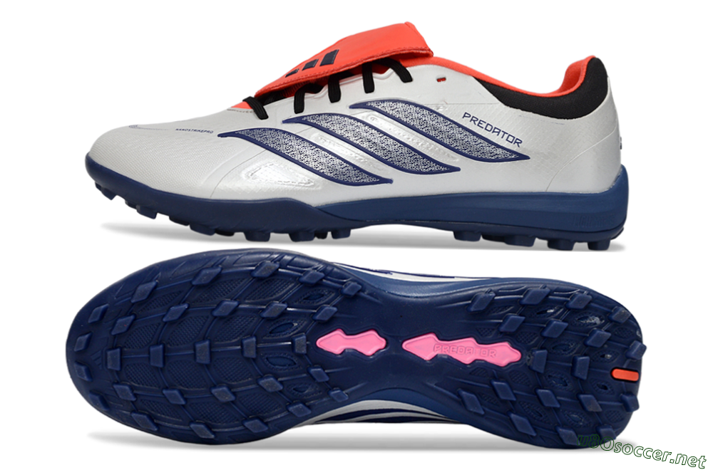 Men's Adidas Predator Elite Fold-Over Tongue TF Football Shoes - White/Navy Blue/Neon Orange 1