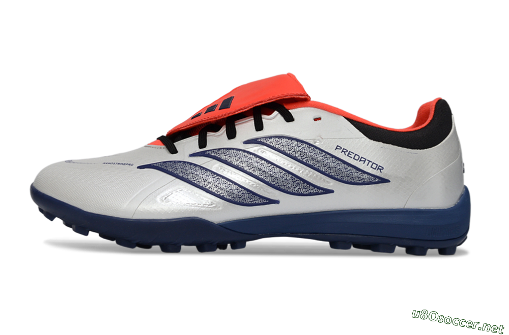Men's Adidas Predator Elite Fold-Over Tongue TF Football Shoes - White/Navy Blue/Neon Orange 0