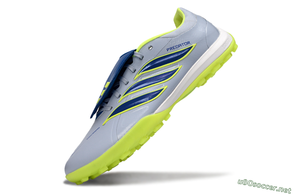 Men's Adidas Predator Elite Fold-Over Tongue TF Football Shoes - Gray/Lime Green/Navy Blue 5