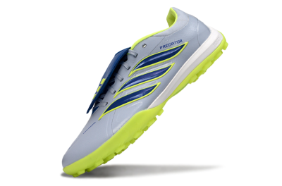 Men's Adidas Predator Elite Fold-Over Tongue TF Football Shoes - Gray/Lime Green/Navy Blue