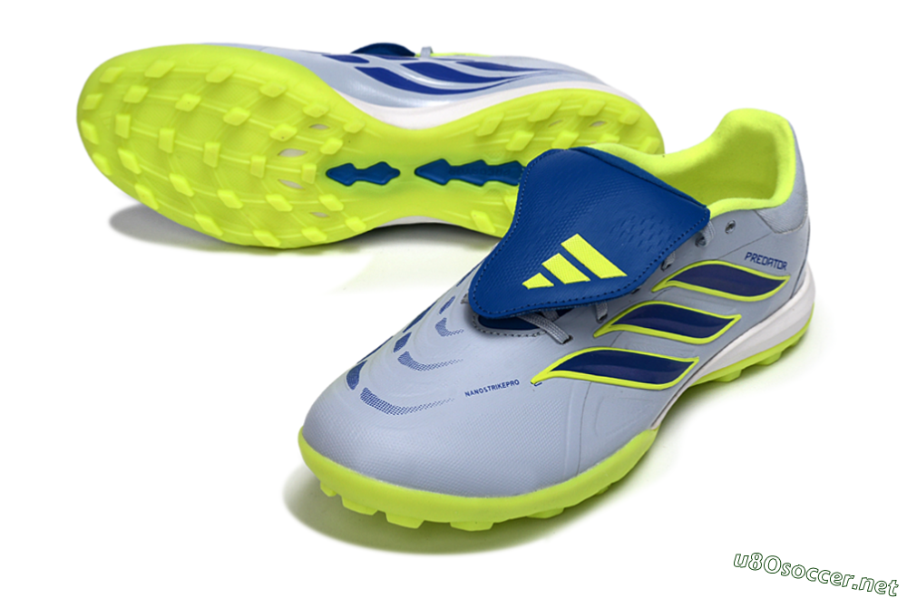 Men's Adidas Predator Elite Fold-Over Tongue TF Football Shoes - Gray/Lime Green/Navy Blue 3