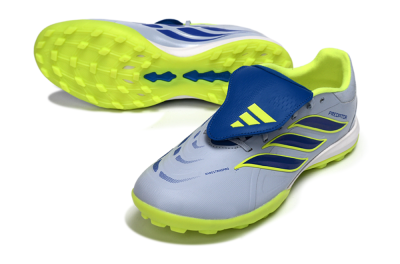 Men's Adidas Predator Elite Fold-Over Tongue TF Football Shoes - Gray/Lime Green/Navy Blue