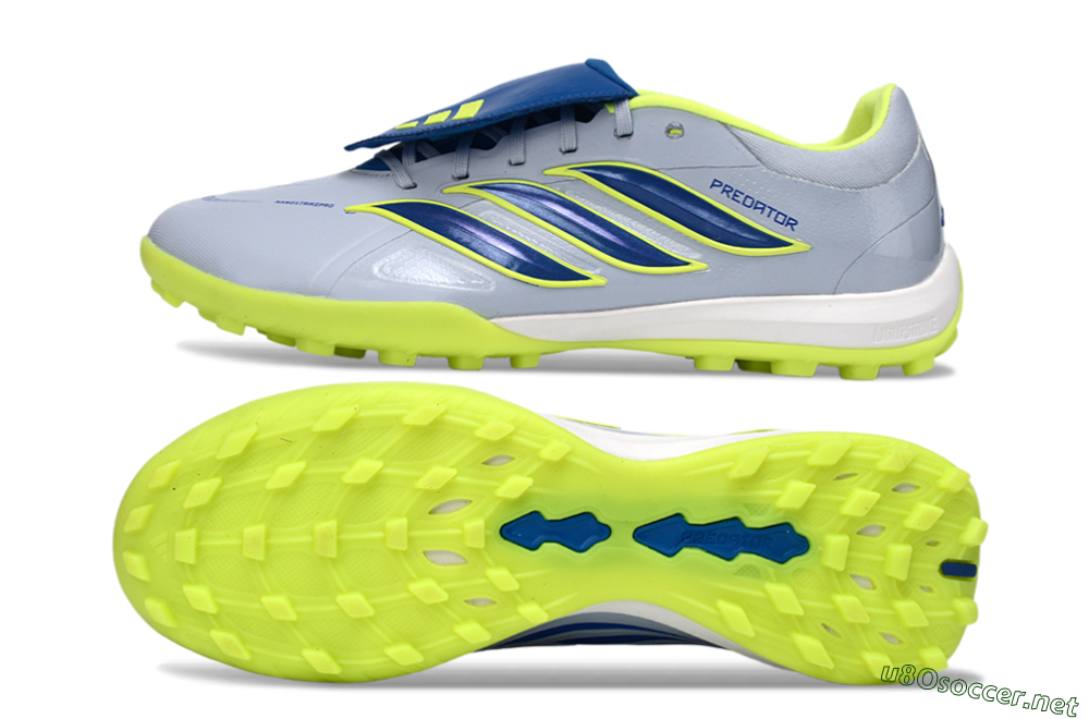 Men's Adidas Predator Elite Fold-Over Tongue TF Football Shoes - Gray/Lime Green/Navy Blue 1