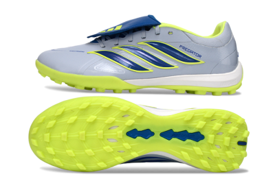 Men's Adidas Predator Elite Fold-Over Tongue TF Football Shoes - Gray/Lime Green/Navy Blue
