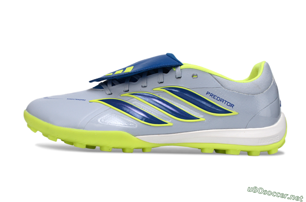 Men's Adidas Predator Elite Fold-Over Tongue TF Football Shoes - Gray/Lime Green/Navy Blue 0