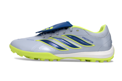 Men's Adidas Predator Elite Fold-Over Tongue TF Football Shoes - Gray/Lime Green/Navy Blue