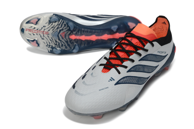 Men's Adidas Predator 26 Elite FG Football Boots - Grey/Navy Blue/Fiery Red
