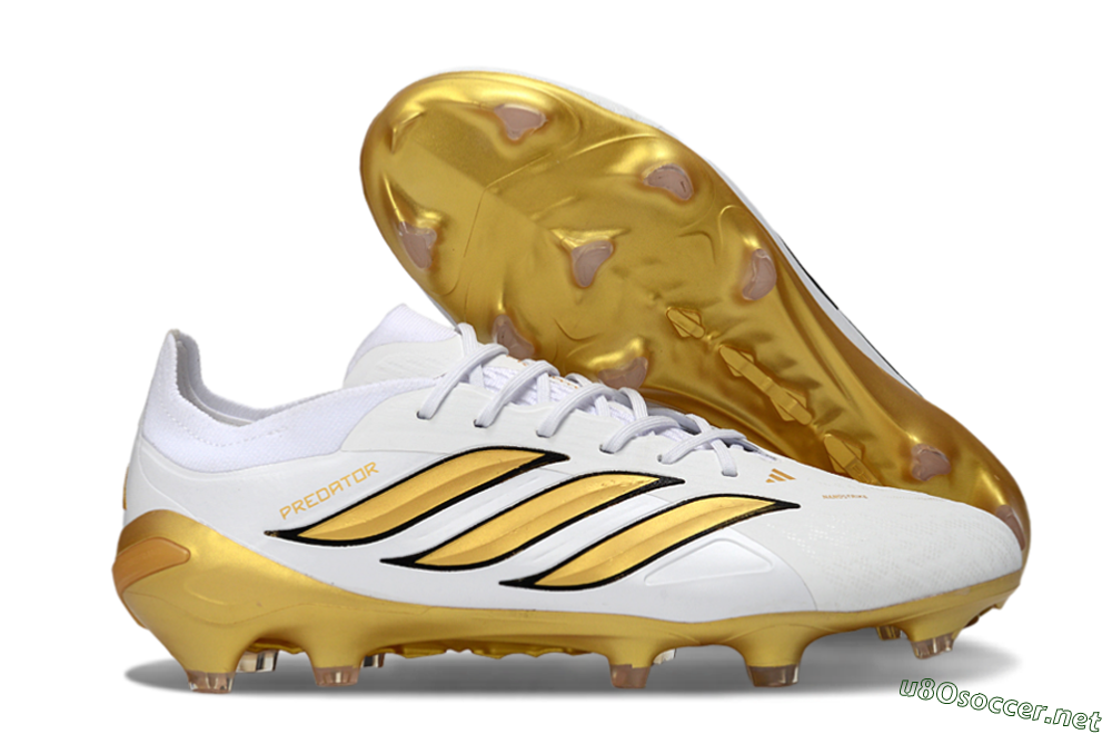Men's Adidas Predator 26 Elite FG Football Boots - White/Golden Burst/Sleek Black 2