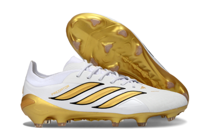 Men's Adidas Predator 26 Elite FG Football Boots - White/Golden Burst/Sleek Black