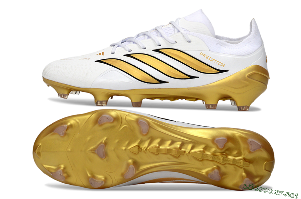 Men's Adidas Predator 26 Elite FG Football Boots - White/Golden Burst/Sleek Black 1