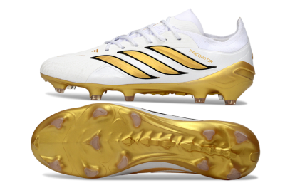 Men's Adidas Predator 26 Elite FG Football Boots - White/Golden Burst/Sleek Black