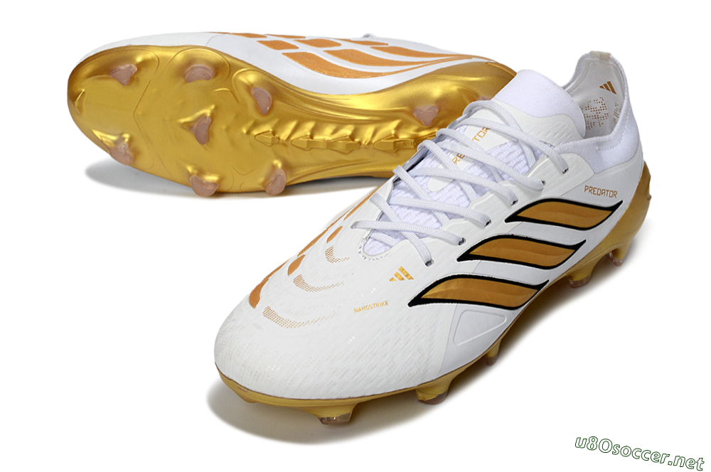 Men's Adidas Predator 26 Elite FG Football Boots - White/Golden Burst/Sleek Black 3