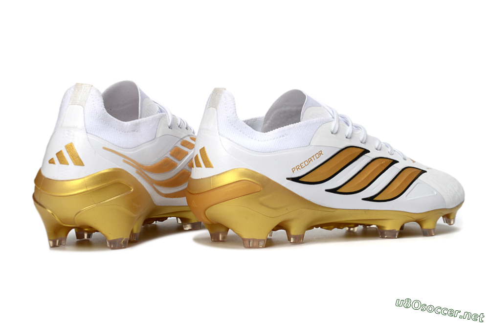 Men's Adidas Predator 26 Elite FG Football Boots - White/Golden Burst/Sleek Black 6