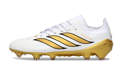 Men's Adidas Predator 26 Elite FG Football Boots - White/Golden Burst/Sleek Black