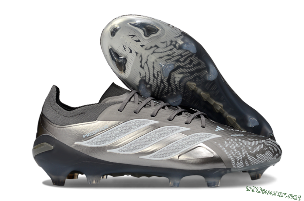 Men's Adidas Predator 26 Elite FG Football Boots - Gray/Graphite Silver/Charcoal 2