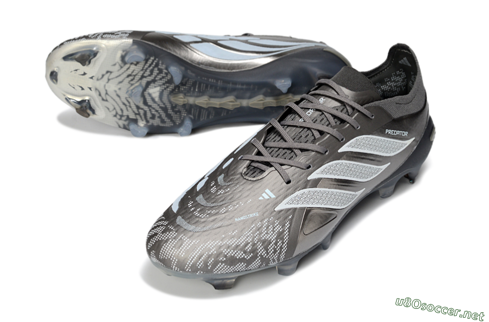 Men's Adidas Predator 26 Elite FG Football Boots - Gray/Graphite Silver/Charcoal 3