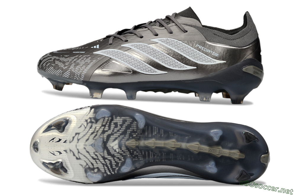Men's Adidas Predator 26 Elite FG Football Boots - Gray/Graphite Silver/Charcoal 1