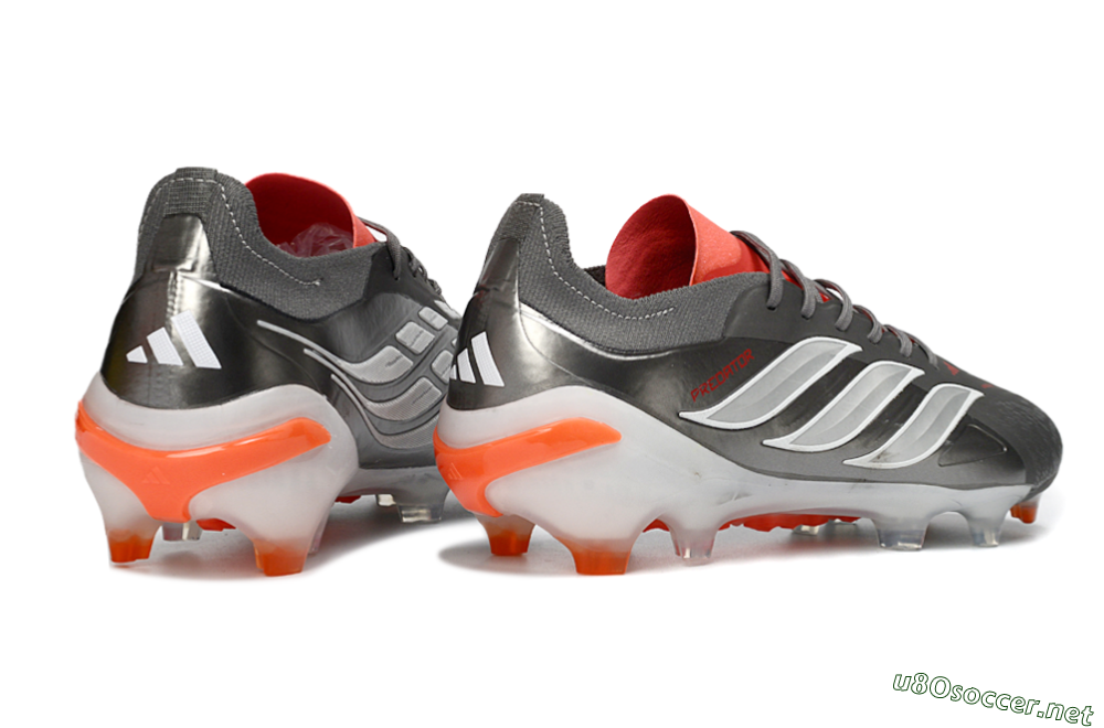 Men's Adidas Predator 26 Elite FG Football Boots - Gray/Vibrant Red/Metallic Silver 6