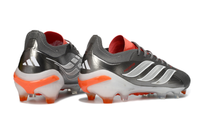 Men's Adidas Predator 26 Elite FG Football Boots - Gray/Vibrant Red/Metallic Silver